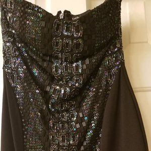 Strapless beaded cocktail dress